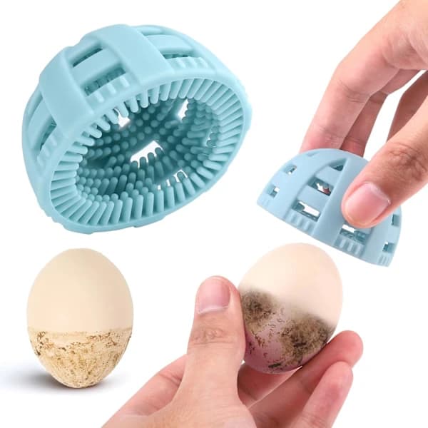 Egg Cleaning Brush Silicone, Egg Scrubber for Fresh Eggs, Reusable Egg Washing Cleaning Tool (Blue)