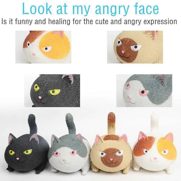 Squishy Kat Stresslegetøj Sjov Sød Katteformet Stressbold Stressbolde Til Voksne Stresslindring