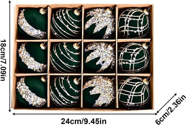 6CM Julkulor, 12 st, i set, hängande juldekorationer grön green