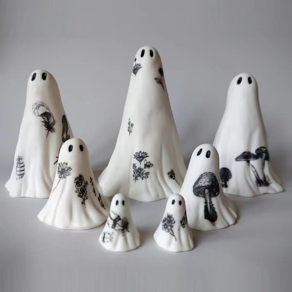 7 stk Halloween-dekorasjon Spøkelsespynt Mini Halloween Harpiks-pynt