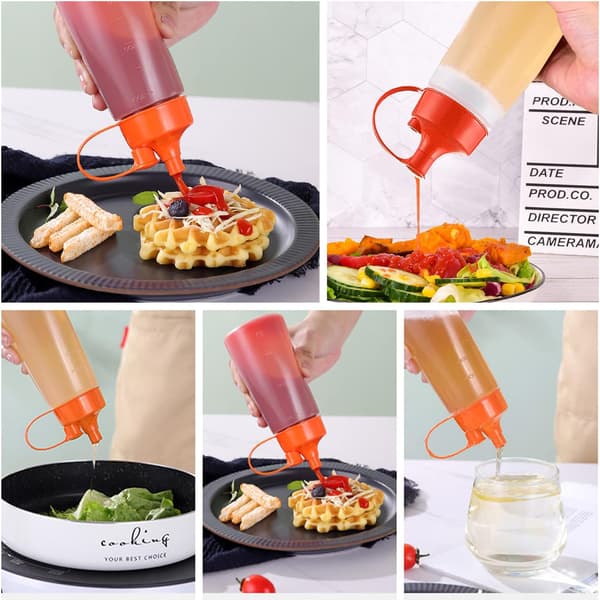 Kryddflaskor, 5 st 473 ml Kryddsåsflaska, Såsdispenserflaskor, Plastkryddflaskor, Såsflaska, Plastflaskor med Lock, BPA-fria