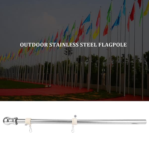 Flagstang, flagstang i rustfrit stål, velegnet til haven, rustbeskyttet flagholder (sølv) Silver
