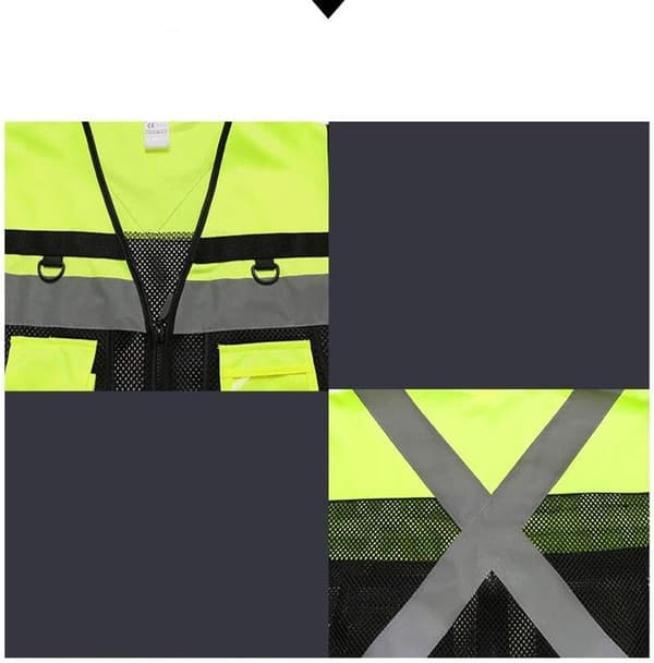 Reflekterande säkerhetsväst - Multi-pocket reflekterande säkerhetsväst - Grön(XL) xl