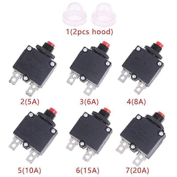 5A 6A 8A 10A 15A 20A Termisk effektbryter Strømkretsbryter Overbelastningsbeskyttelse Sikring 1 stk 1pcs 8A