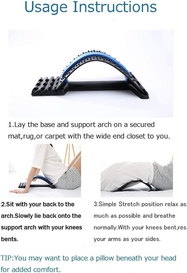 Back Support Back Stretcher Device, Back Massager for Bed and Chair, Multi-level Lumbar Support Stretcher for Spine, Pain Relief for Lower and Upper Muscles