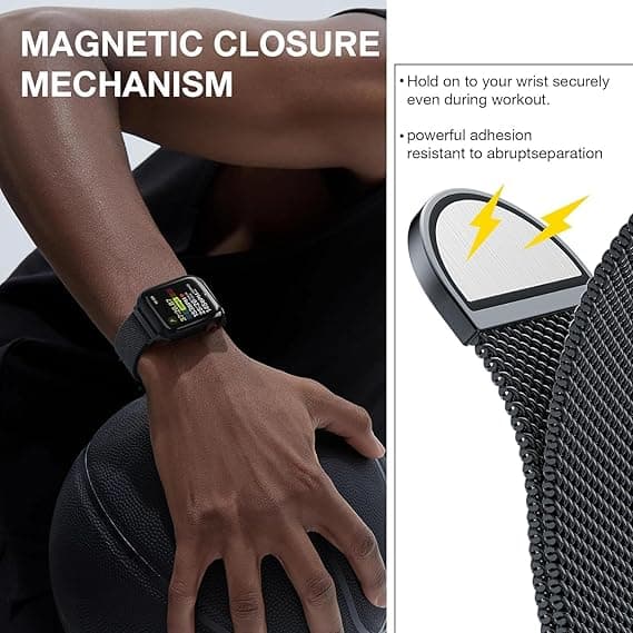 Apple Watch Rem 38mm 40mm 41mm Kompatibelt Magnetbånd til Kvinder og Mænd, Sort Black