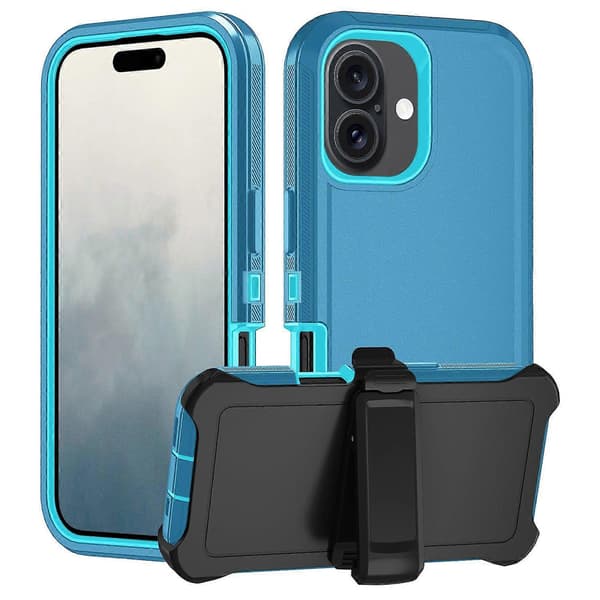 For iPhone 16 Detachable Shell PC+TPU Phone Case with Back Clip Stand Multicolor
