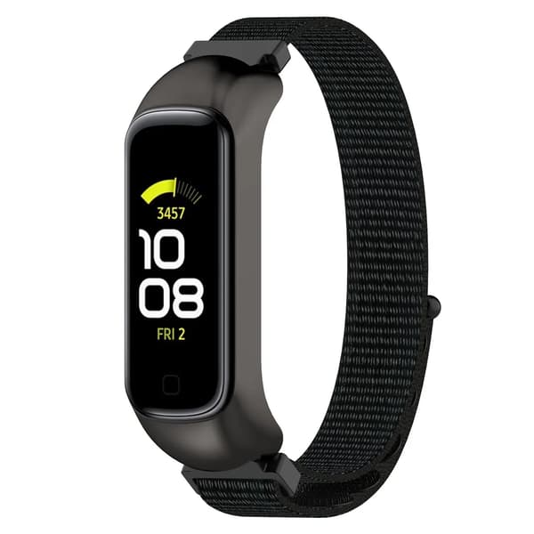Samsung Galaxy Fit2 SM-R220 Nylon Velcro Strap (Dark Black + Black Frame)