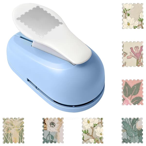 Stamp-shaped punch: 2.9 × 2.4 cm Creative design punch – Stamp shape, Square pattern – Portable for cardboard, scrapbook, envelopes and greeting cards (B