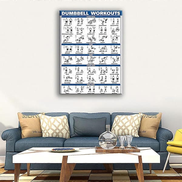 Laminated Workout Poster for Dumbbell Training, Free Weights, Bodybuilding