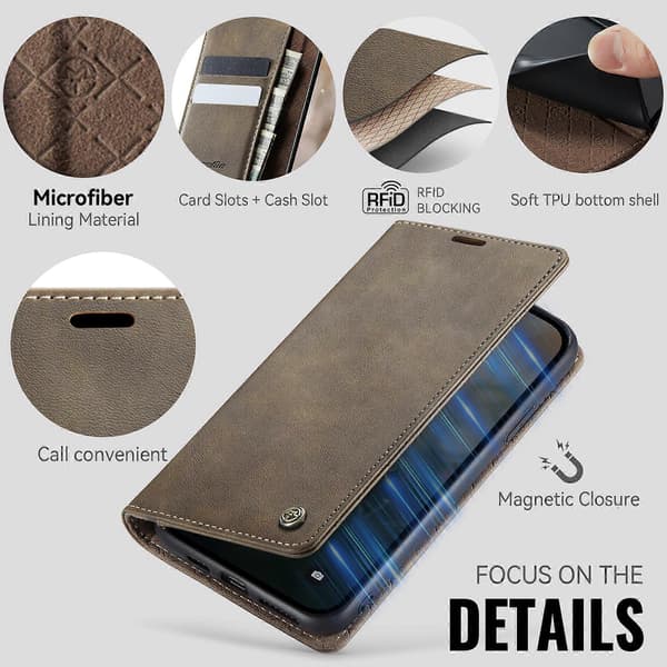 Compatible with iPhone 11 Pro Case CASEME 033 Series RFID Wallet Stand Calf Texture Leather Phone Case