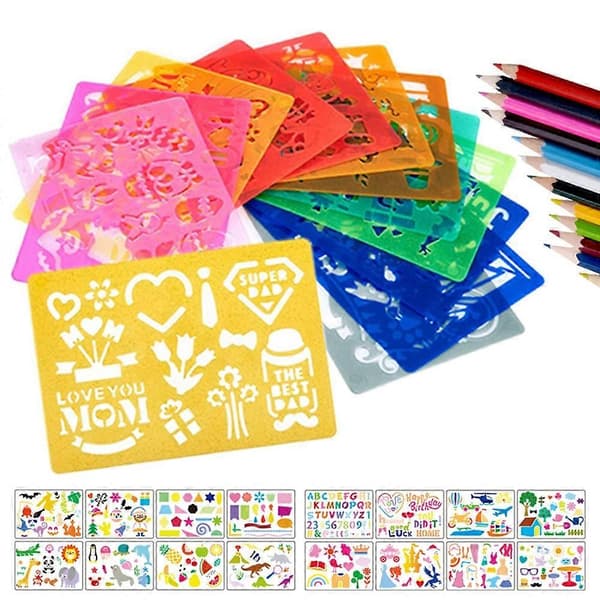 Barn DIY Ritstenciler Konstverktyg Målningshjälp Mall Linjaler Halloween Julform Barn 6pcs