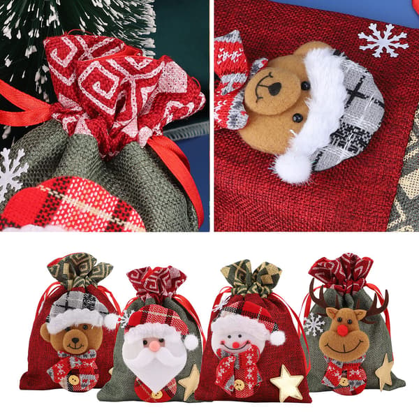 Jultomte pälsdocka presentförpackning, godisförpackningspåsar, julaftonspresentpåsar för barn