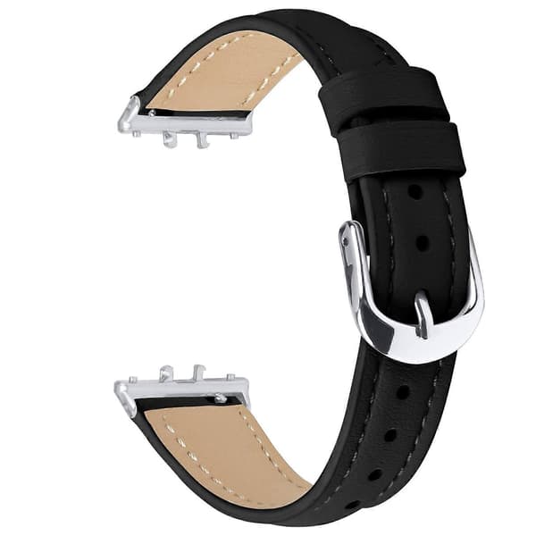 Til Samsung Galaxy Fit3 Urrem Slank Ægte Læderrem med Sølvspænde Sort