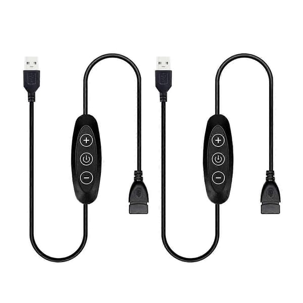 5V USB LED Dimmer Switch, 10-step dimming, female to male, 2-pack USB-powered dimmer for 5V Single
