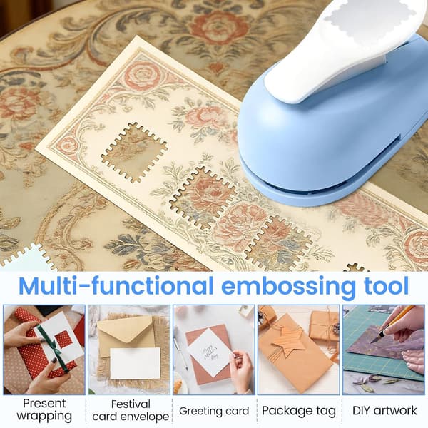 Stamp-shaped punch: 2.9 × 2.4 cm Creative design punch – Stamp shape, Square pattern – Portable for cardboard, scrapbook, envelopes and greeting cards (B