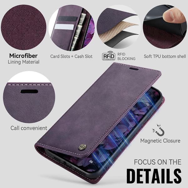 Compatible with iPhone 11 Pro Case CASEME 033 Series RFID Wallet Stand Calf Texture Leather Phone Case