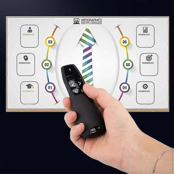 R400 Wireless Presentation Remote, 2.4 Ghz, USB Receiver, Red Laser Pointer, 15m Range, 6 Buttons PC - Black_Quality Products