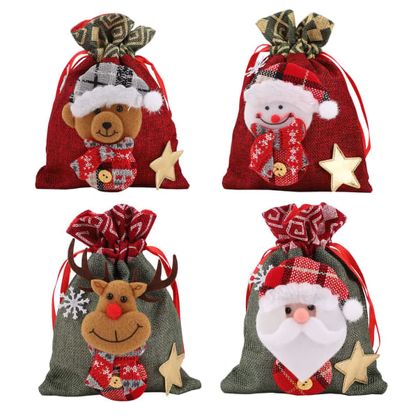Jultomte pälsdocka presentförpackning, godisförpackningspåsar, julaftonspresentpåsar för barn