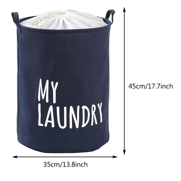 Foldable Laundry Basket with Drawstring Large Capacity Waterproof Clothes Storage Basket for Home Bathroom Bedroom Black 35*45CM