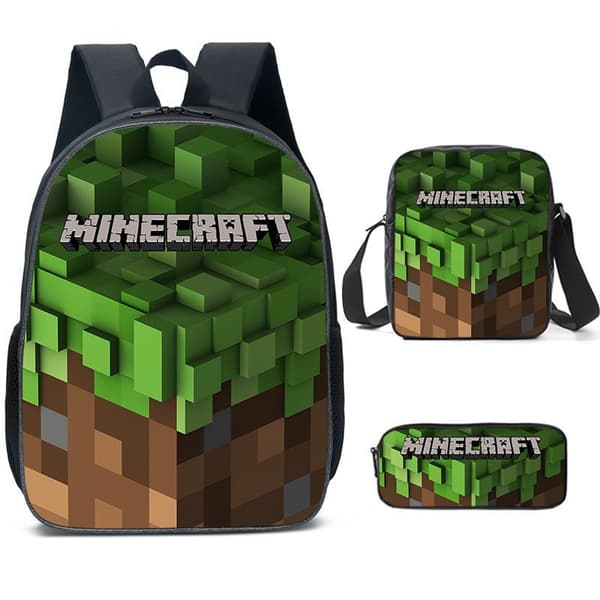 MINECRAFT School Backpack My World Game Accessories Backpack Three-piece Set