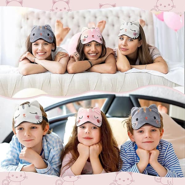Sött Sovmaskset med 3 Ögonmasker för Barn (Katt)