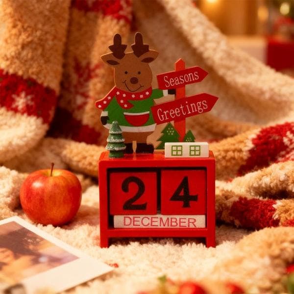Julepynt Trækalender, Mini Skrivebordsdekoration Julegave, Juletræ