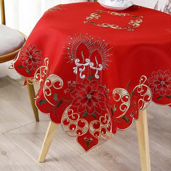 2025 Jul Broderad Bordsduk, Utskuren Rund Bordsduk, för Restaurangmiddagar
