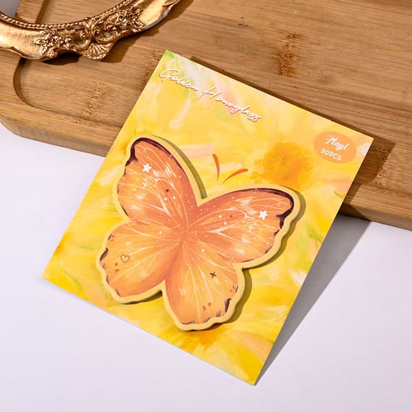 Butterfly Post-it Notes – Cute Decorative Self-Adhesive Memo Pads for Students (30 Sheets, 3+1 Bonus) Yellow butterfly