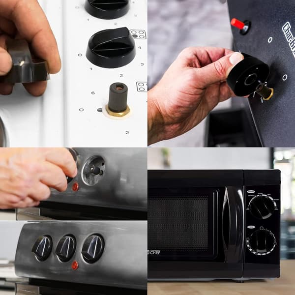 (4-pack) Universal Black Control Knobs for All Brands of Ovens, Stoves, and Hobs