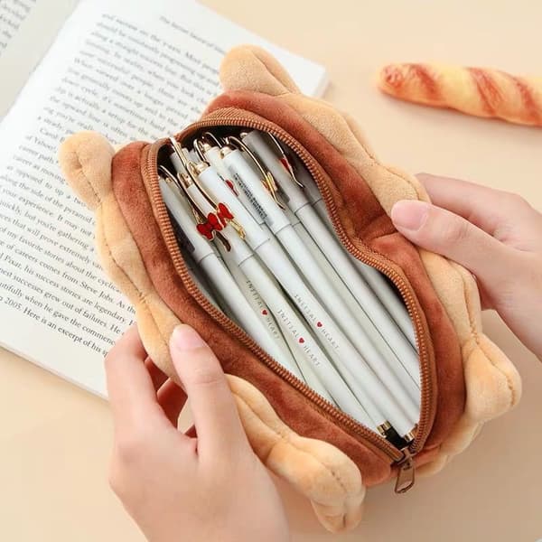 Cute Pencil Case (Brown), Creative Plush Biscuit Pencil Case Stude