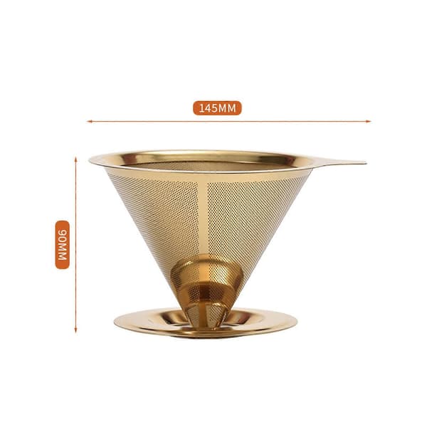 Kaffefilter i rustfrit stål, Pour Over, genanvendeligt, papirfrit, kaffekonusfilter til hjemmet