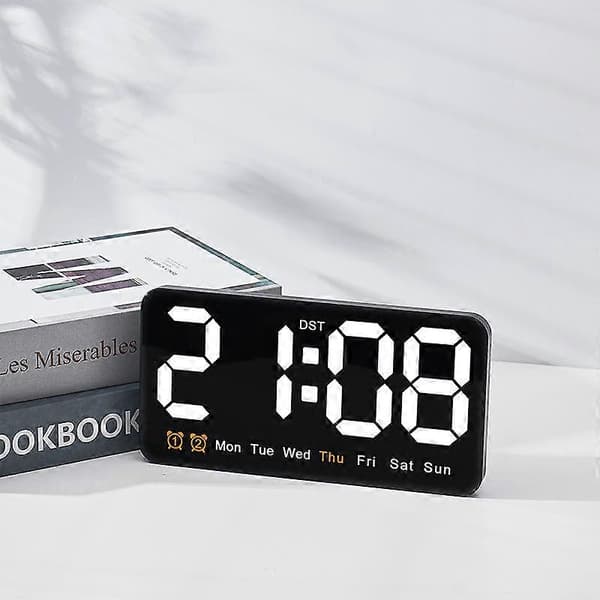 Wall Clock Large Screen Living Room Voice Control Digital Clock Snooze Temperature Date Display USB 12/24H Table LED Clock
