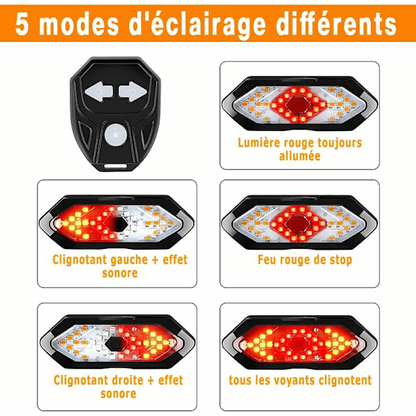 Bicycle Turn Signals and Taillight with Sound Effects, Wireless Remote Control