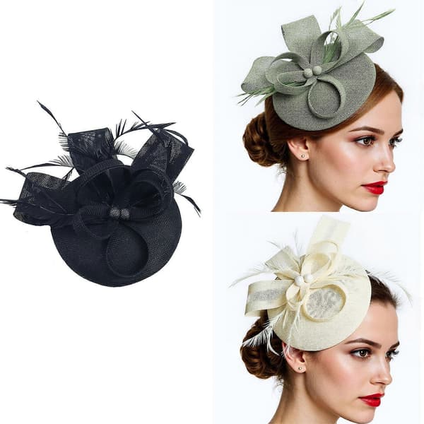 Fascinator og hårnålesæt til kvinder, perledekoreret hat, elegant hårtilbehør til bryllupper og temafester