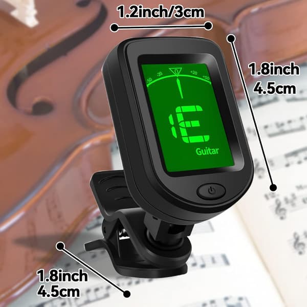 Gitarrstämmare Clip-On, Gitarrtillbehör Digital Stämmare med Plektrum, Kompatibel med Akustisk Gitarr, Elgitarr, Bas