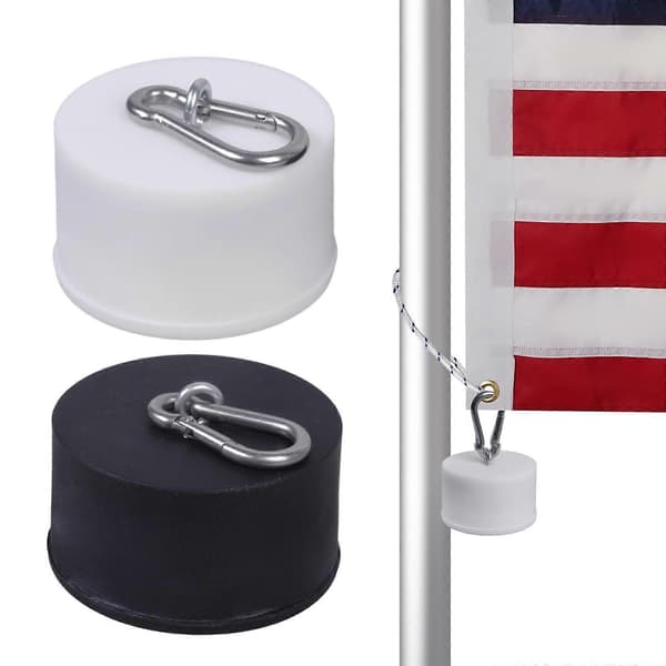 Magnetisk flagvægt, rustfrit stål med plastbelægning, forhindrer sammenfiltring og indvikling, passer til 2 til 5 tommer stænger, hvid