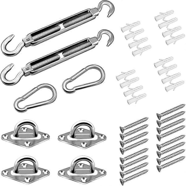 Hidreamz Sun Shade Sail Fixing Kit, Stainless Steel Sun Shade Sail Hardware Fixing Accessory Kit for Rectangular Square and Triangular Awnings