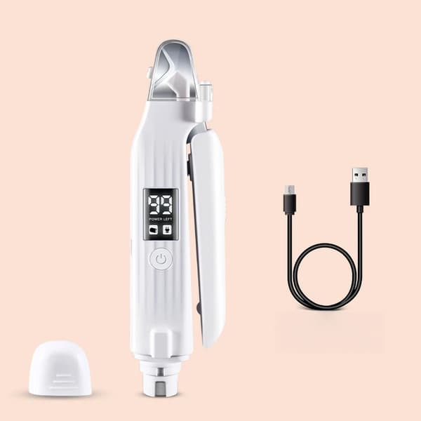 2-in-1 Pet Nail Clipper with LED Light and Digital Display, Safe Electric Trimming Tool (White)