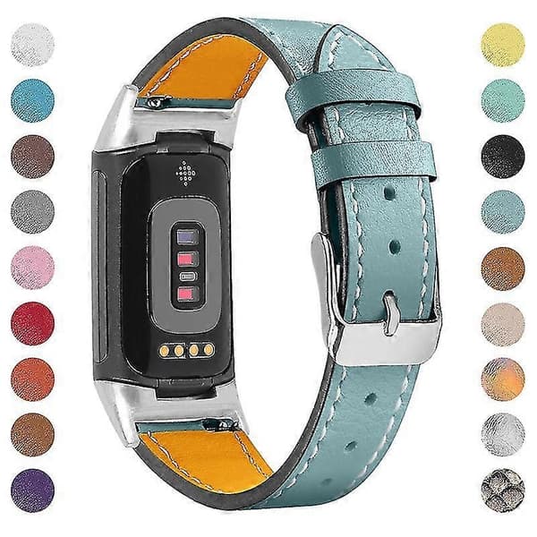 Fitbit Charge 6/5 Ægte Læder Justerbar Rem - Premium Lyseblå Rem