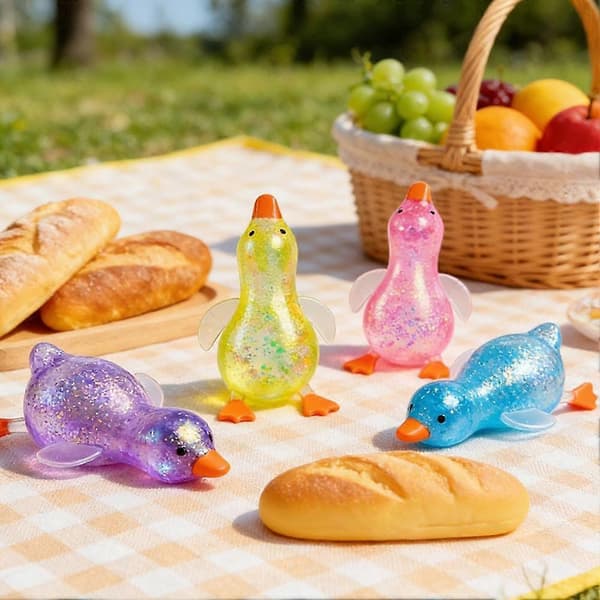 Squishy Glitter Anker Dyr Stressbolde Stresslindrende Sensorisk Legetøj Påskekurvfyld