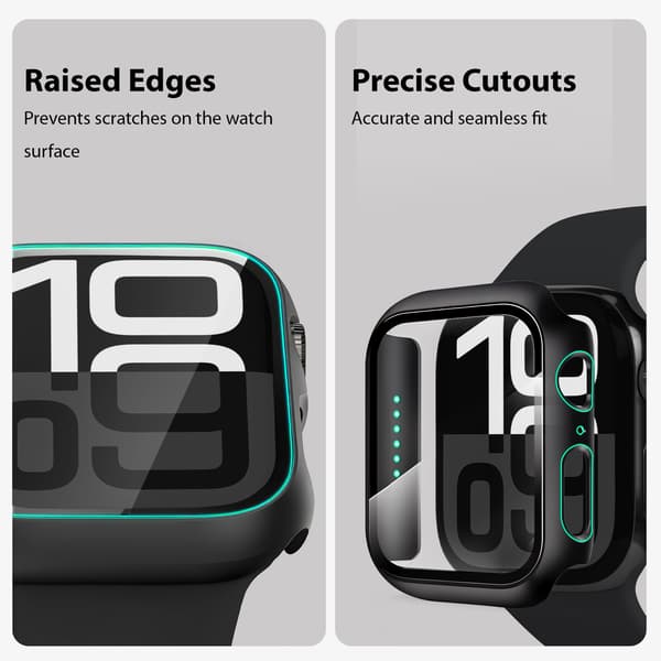 2-Pack Protective Case with Built-in Screen Protector for Apple Watch 44mm – Full Coverage Protection with Tempered Glass, Easy Installation (Black)