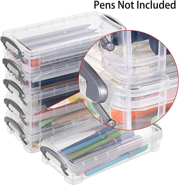 1 stk. stablebar pennboks farget penneoppbevaring (transparent)