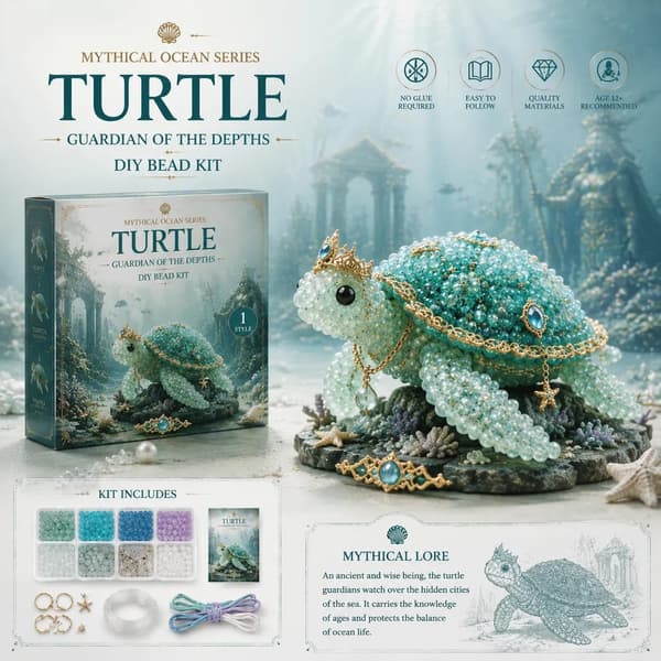 Mythical Ocean DIY Bead Kit for Beginners – 3D Beaded Animal Kit with Step-by-Step Instructions, Cute Underwater Creature Beading Craft