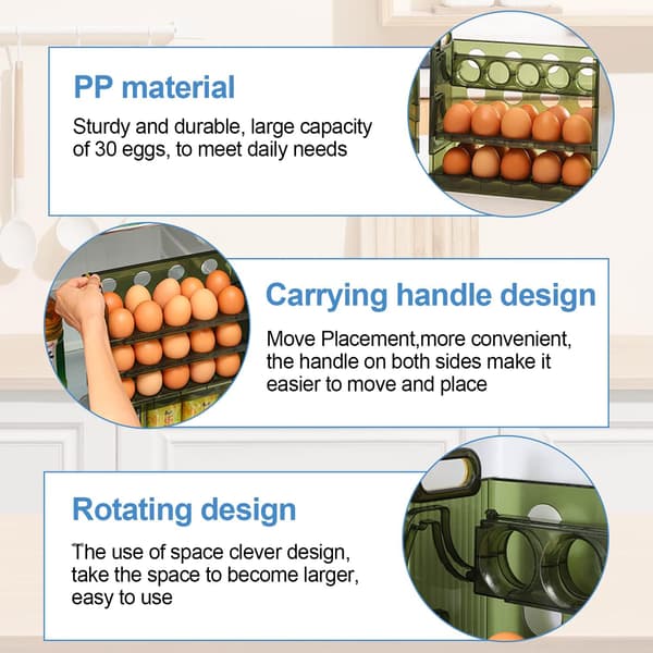 Egg Box for Refrigerator, Stores 30 Eggs, Egg Holder, for Fridge, ZQKLA