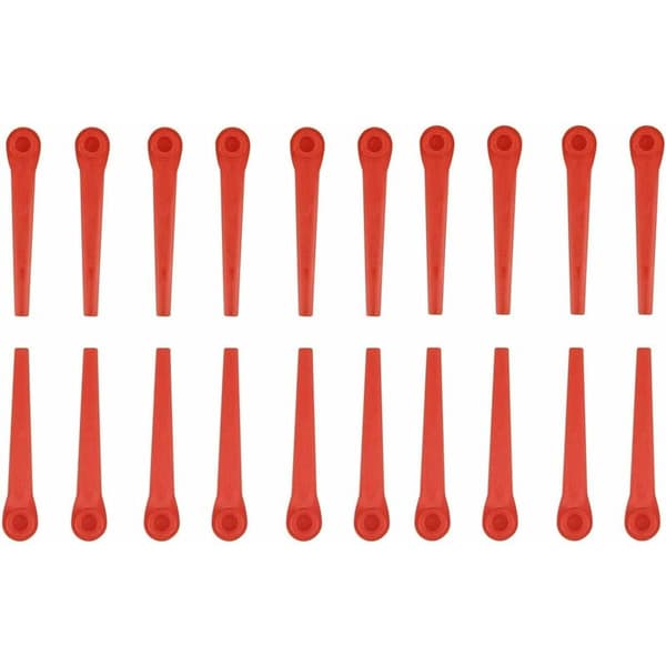Pakke med 100 plastblader kompatible med Gardena gresstrimmer, erstatningsblader for Gardena gresstrimmer og batteridrevne gresstrimmere.