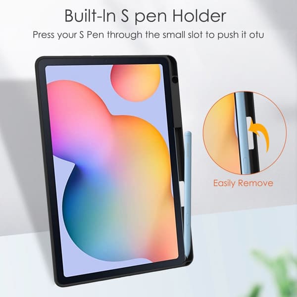 SKALO Samsung Tab S6 Lite Trifold Case with Transparent Back - Black