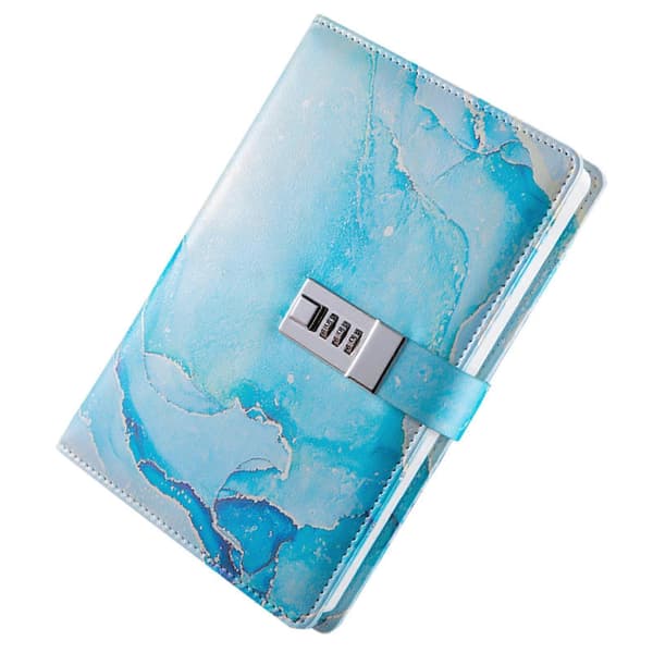 Diary with Lock Personal PU Leather Notebook Lockable Journal Boys Blue Blue