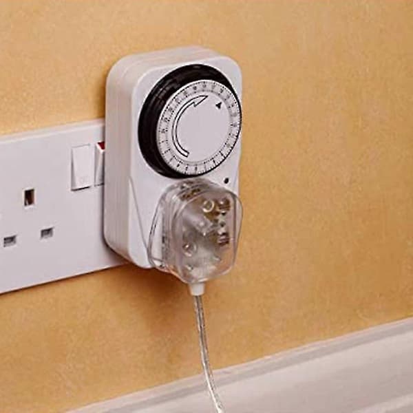 Programmerbar Timerstik, 24-timers Mekanisk Timer, 13A 240V, 3-benet UK-stik, til Indendørs Hvidevarer