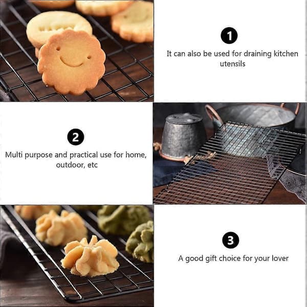 Rektangulær BBQ-rist i jern, grillrist for utendørs matlaging og tørking